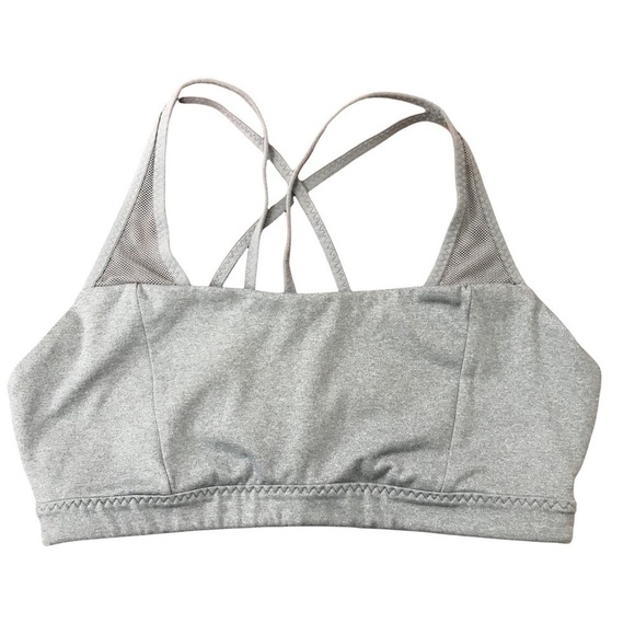 Athleta Gray Criss Cross Strappy Sports Bra Mesh Detailing SIZE SMALL - Picture 1 of 10
